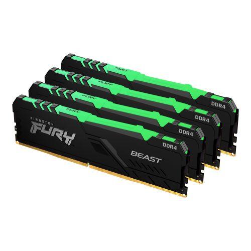 Kingston Fury Beast RGB 32GB Kit (4 x 8GB), DDR4, 3200MHz (PC4-25600), CL16, DIMM Memory