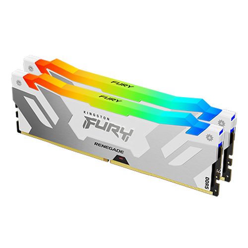 Kingston Fury Renegade RGB 64GB Kit (2 x 32GB), DDR5, 6400MHz, CL32, 1.4V, ECC, XMP 3.0, PMIC, DIMM Memory, Silver/White