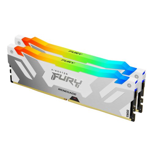 Kingston Fury Renegade RGB 32GB Kit (2 x 16GB), DDR5, 7600MHz, CL38, 1.45V, ECC, XMP 3.0, PMIC, DIMM Memory, Silver/White