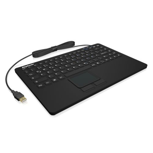 Icy Box Keysonic KSK-5230IN Industrial Mini USB Keyboard w/ Touchpad, IP68 Waterproof & Dustproof, Black