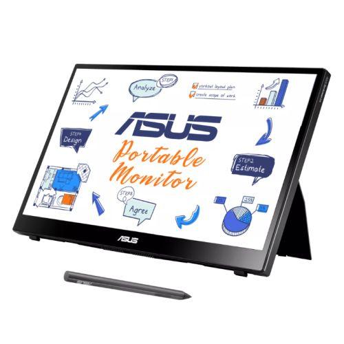 Asus 14" Portable IPS Touchscreen Monitor (ZenScreen Ink MB14AHD), 1920 x 1080, USB-C (USB-A adapter), micro-HDMI, Auto-rotate, Stylus Pen, Smart Case Stand