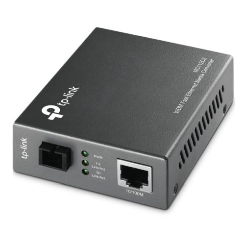 TP-LINK (MC112CS) Single-Mode SC Fiber WDM Media Converter, up to 20km, 100B-FX to 100B-TX Copper