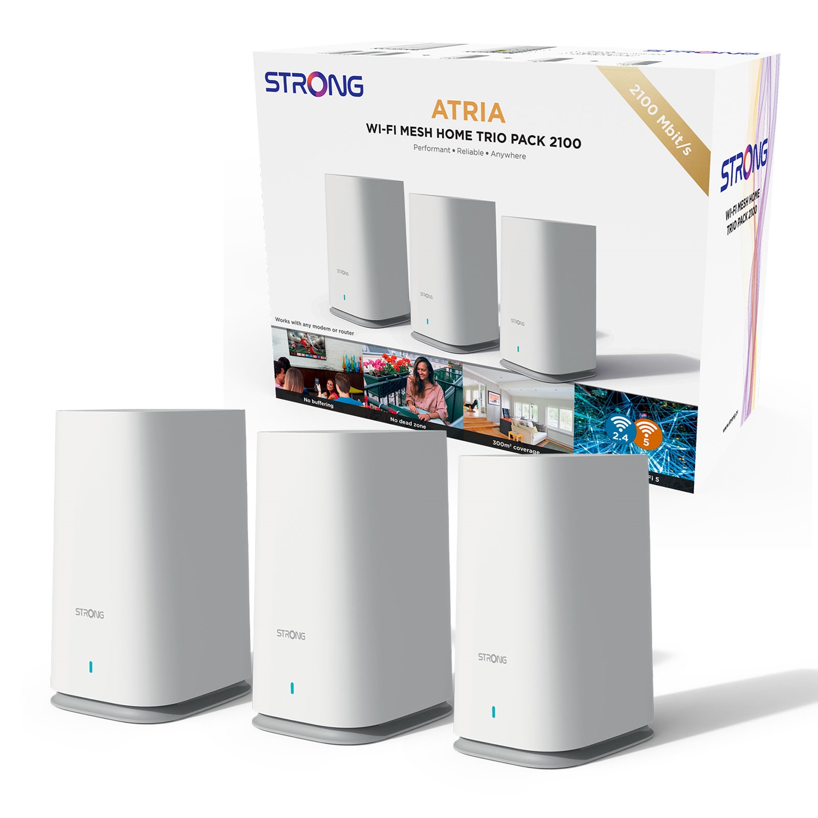 Strong MESHTRI2100UK AC2100 Whole Home Wi-Fi Mesh System (3 Pack) - 5,000sq.ft Coverage