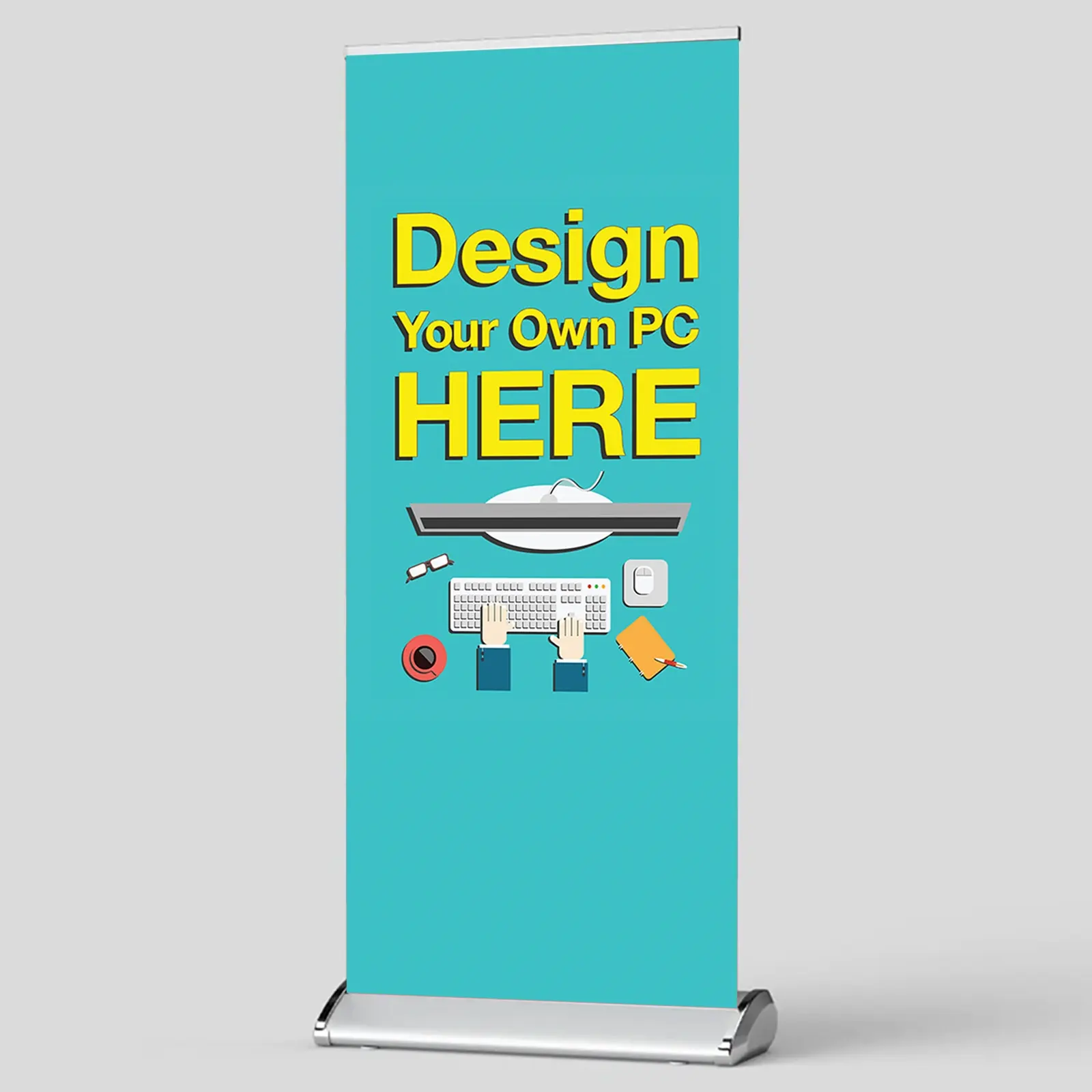 In-Store PC Builder 'Design Your Own PC Here' Premium Pullup Banner 2m x 0.85m for Point of Sale and Events