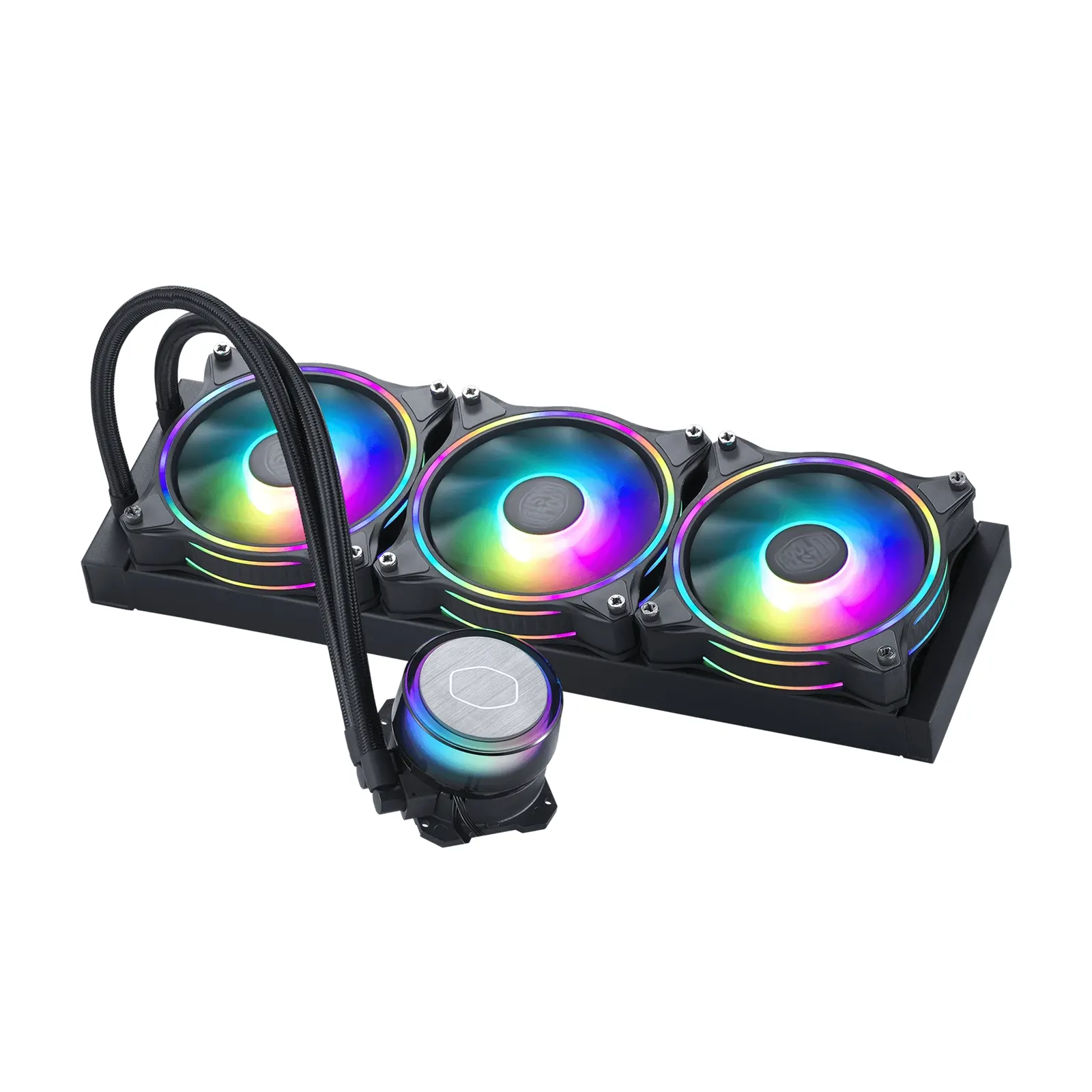 COOLER MASTER MasterLiquid ML360 Illusion AiO Liquid CPU Cooler, Universal Socket, 360mm Radiator, PWM 1800RPM MasterFan MF120 Halo Cooling Fans, Addressable Gen 2 RGB LED Lighting with Translucent Dome Pump, Addressable Gen 2 RGB Controller Included