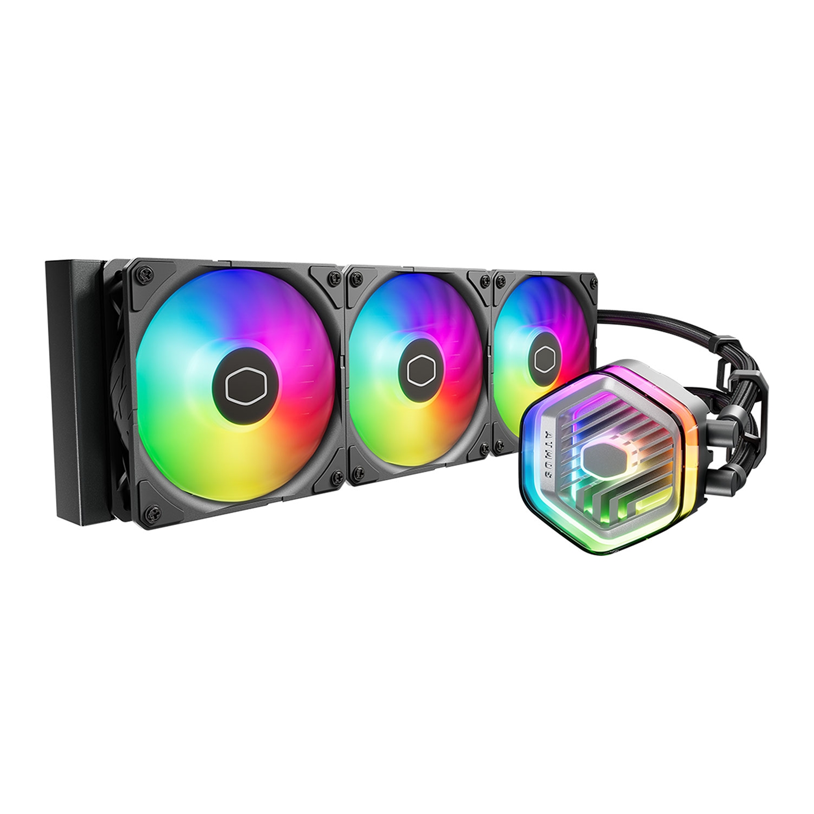 Cooler Master MasterLiquid 360 Atmos AIO Cooler, 3x120mm ARGB PWM Fans, Copper Heatsink, Aluminium Radiator, Intel/AMD