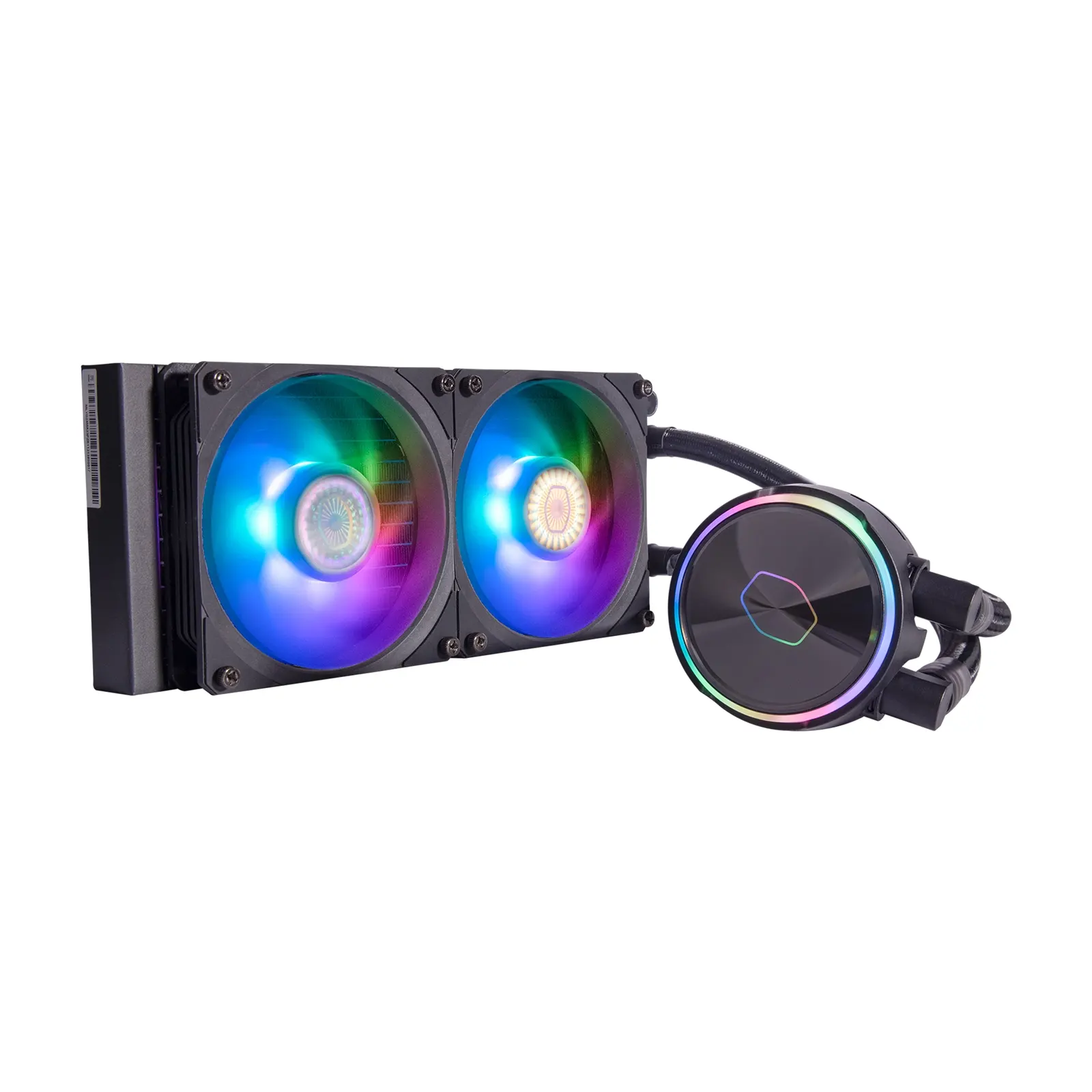 COOLER MASTER MasterLiquid Pro PL240 Flux AiO Liquid CPU Cooler, Universal Socket, 240mm Radiator, PWM 2300RPM Cooling Fans, Addressable Gen 2 RGB LED Lighting with Dual Loop ARGB Pump & Wired ARGB Controller, Low Profile Radiator