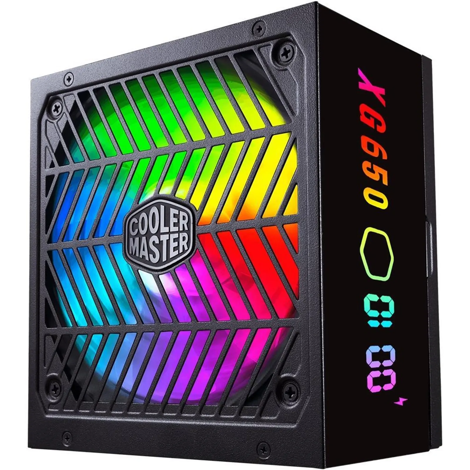 CoolerMaster XG650 Platinum Plus 650W A/UK Cable, ARGB, 135MM Silent Fan, Intel ATX 12V Version 2.53 Built-in Information Display Panel 10 Year Warranty