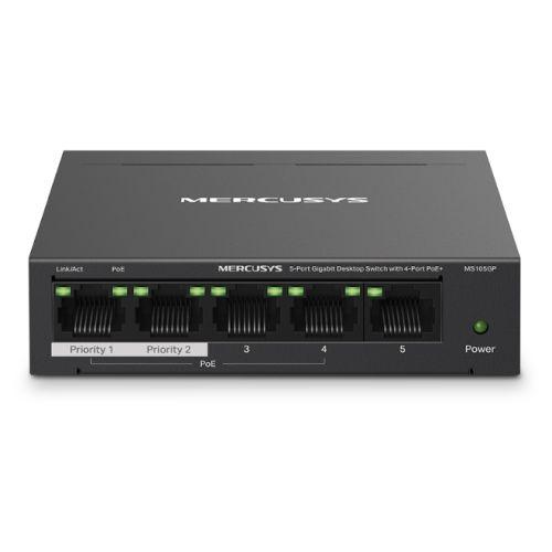 Mercusys (MS105GP) 5-Port Gigabit Desktop Switch with 4-Port PoE+, Steel Case