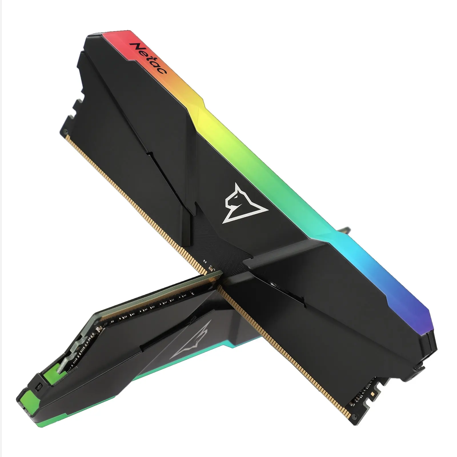 Netac Shadow RGB NTSRD4P32DP-16E 16GB DIMM Gaming System Memory, DDR4, 3200MHz, 2 x 8GB, Black Heatsink,  288 Pin, 1.35v, CL16-20-20-40