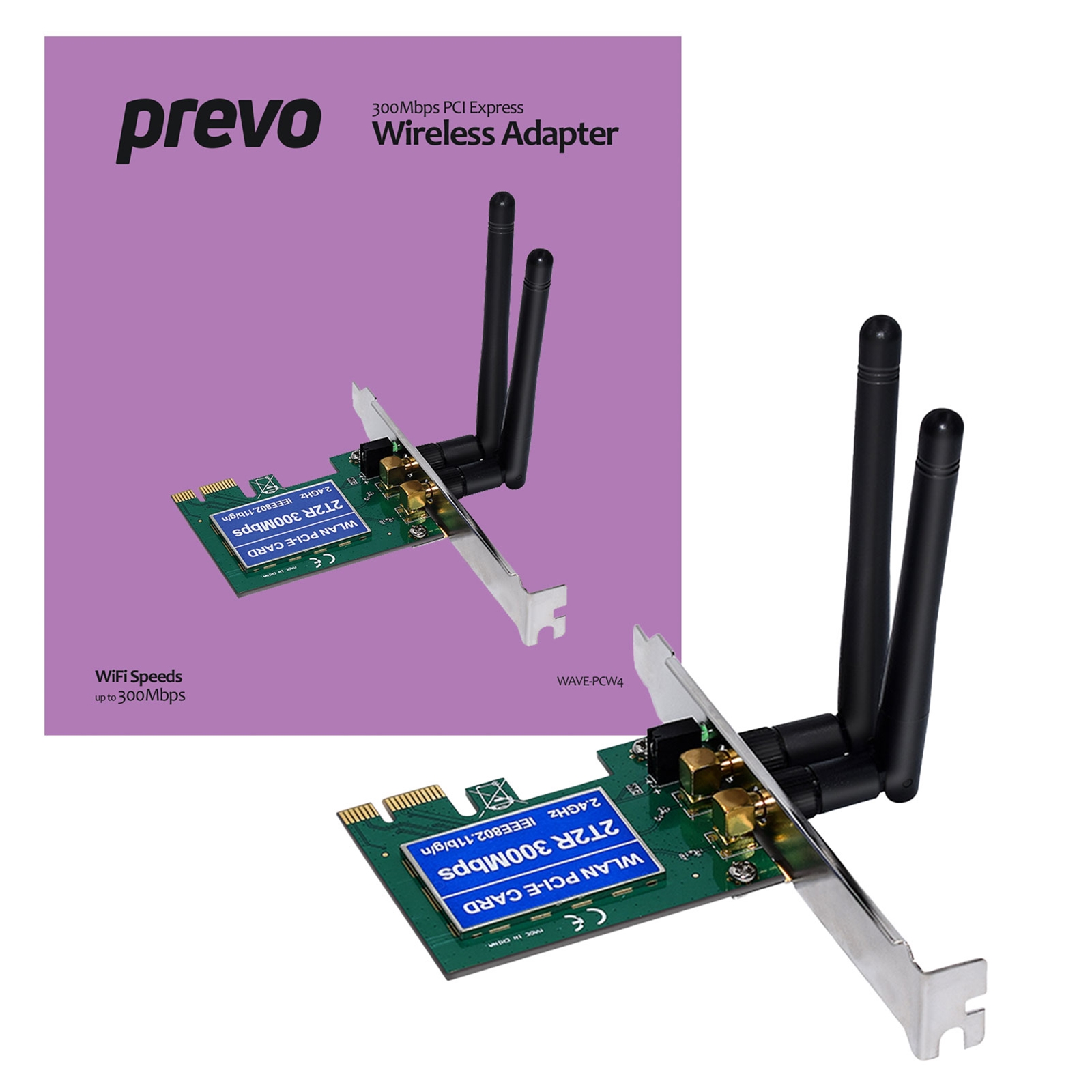 Prevo 300mbps PCI Express Wireless Adapter with Additional Low Profile Bracket