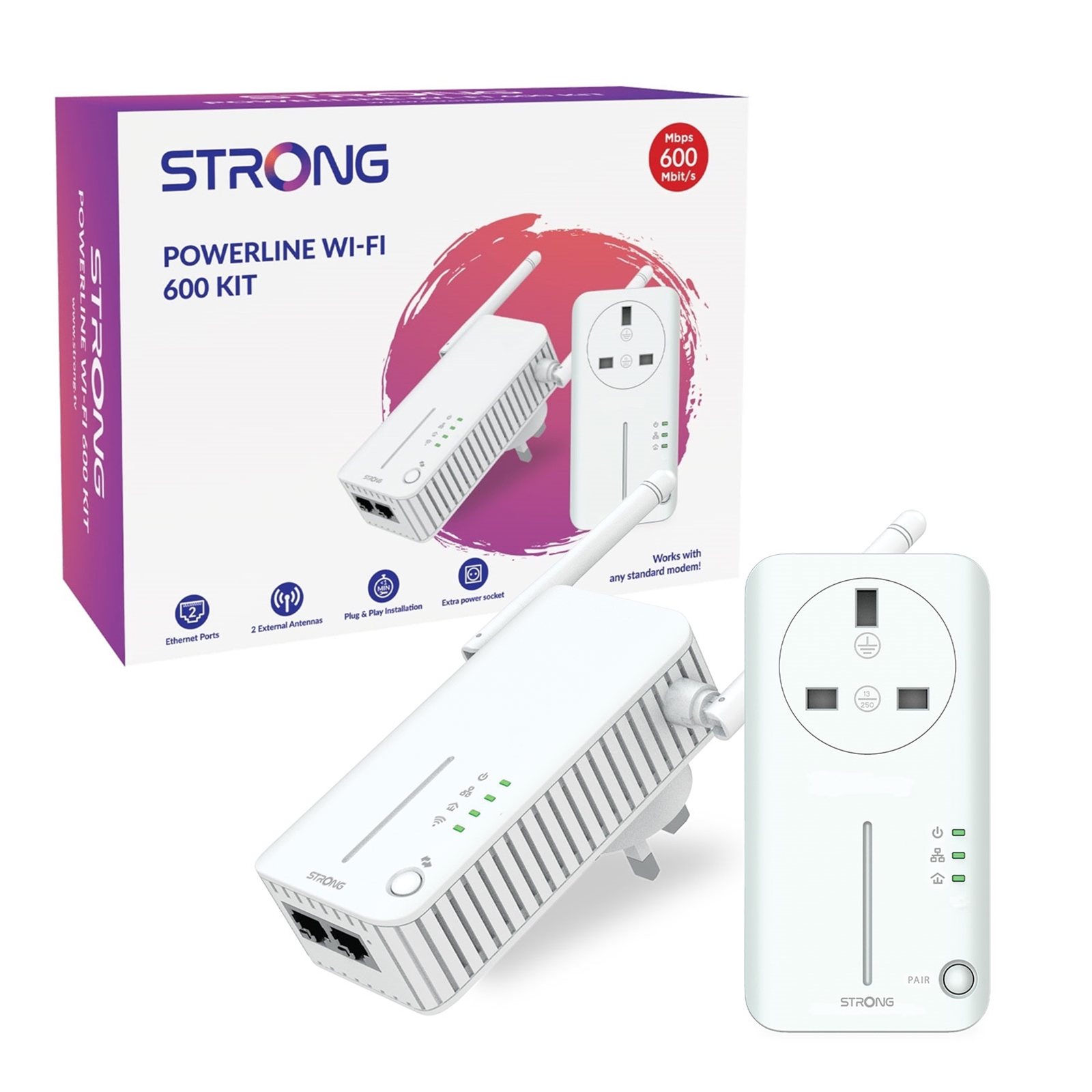 Strong POWERLWF600DUOUK AV600 WI-FI Passthrough Powerline Kit (2 Pack)