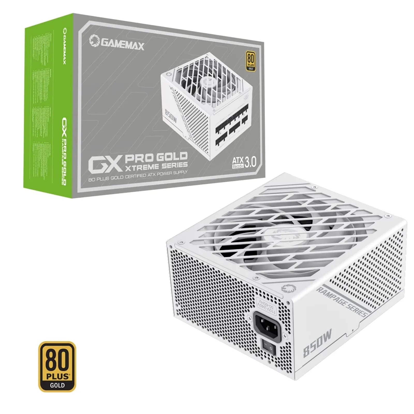 GAMEMAX GX-850W Pro Modular 80 Plus Gold ATX3.0 PCIe 5.0 White Power Supply With 135mm FDB Fan