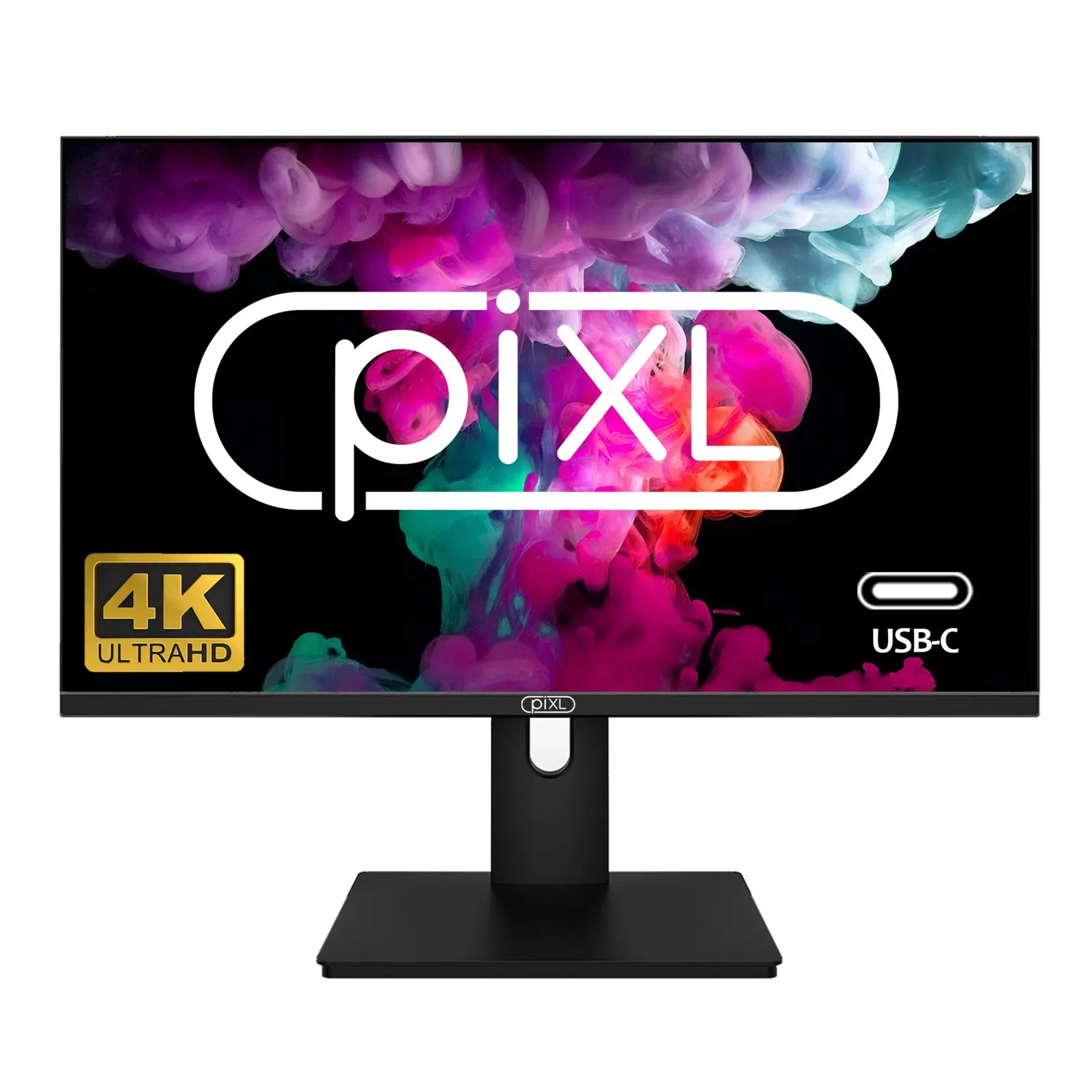 piXL PX27UDH4K 27 Inch Frameless IPS Monitor, 4K, LED Widescreen, 5ms Response Time, 60Hz Refresh, HDMI, Display Port, 2x USB-A+, USB-B+, USB-C 16.7 Million Colour Support, VESA Mount, Black Finish