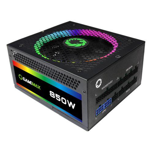 GameMax 850W RGB PSU, Fully Modular, 14cm ARGB Fan, 80+ Gold, RGB Controller (Various Modes), Power Lead Not Included