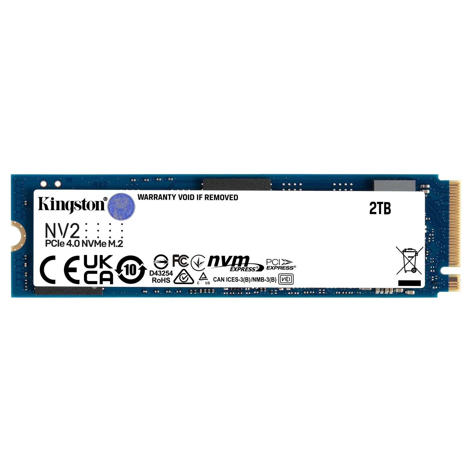 Kingston NV2 (SNV2S/2000G) 2TB NVMe M.2 Interface, PCIe Gen4 x4 2280 SSD, Read 3500 MB/s, Write 2800 MB/s, 3 Year Warranty