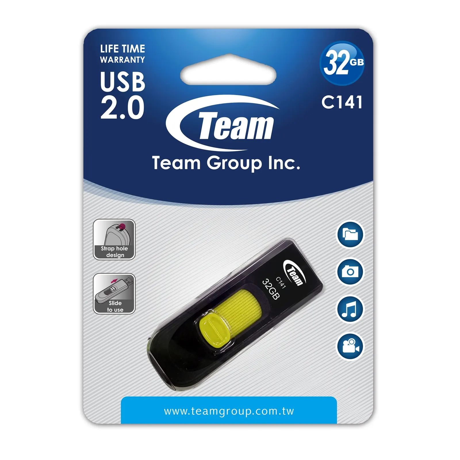 Team C141 32GB USB 2.0 Yellow USB Flash Drive