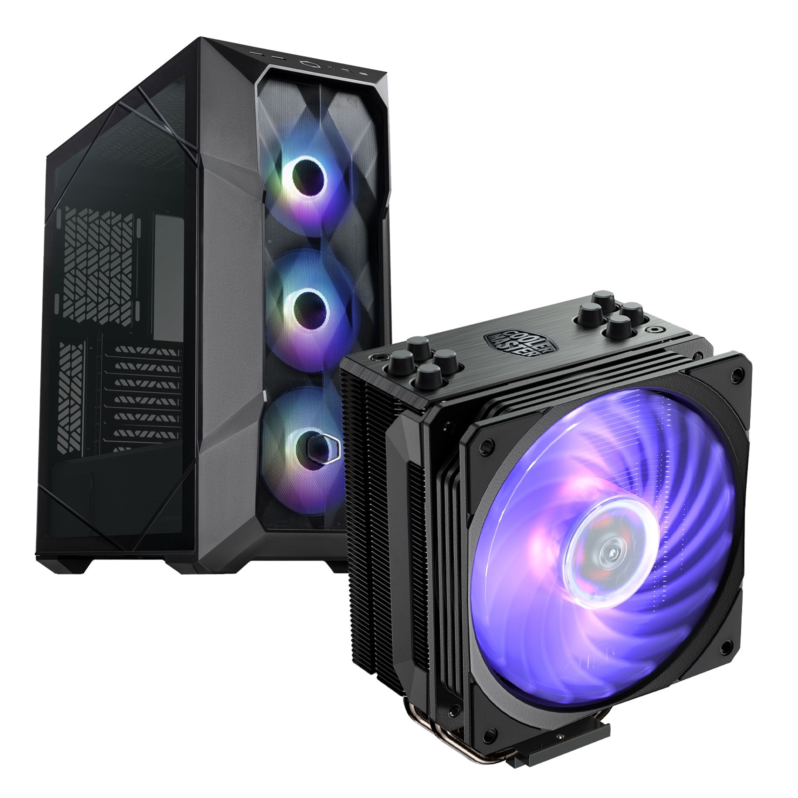 *BUNDLE* COOLER MASTER MasterBox TD500 Mesh V2 Case and Hyper 212 V2 RGB Black Edition Fan CPU Cooler