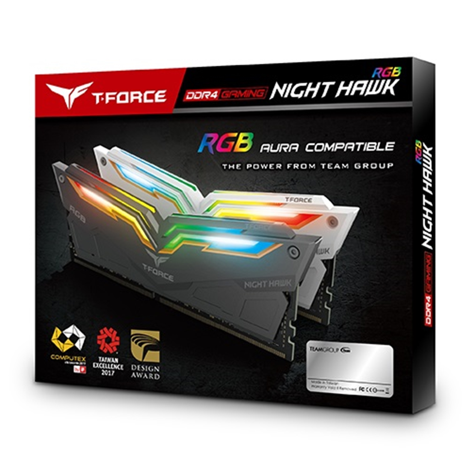 Team T-Force Night Hawk Gen 2 16GB (2 x 8GB) Black Heatsink with RGB LEDs 3200MHz DDR4 DIMM System Memory