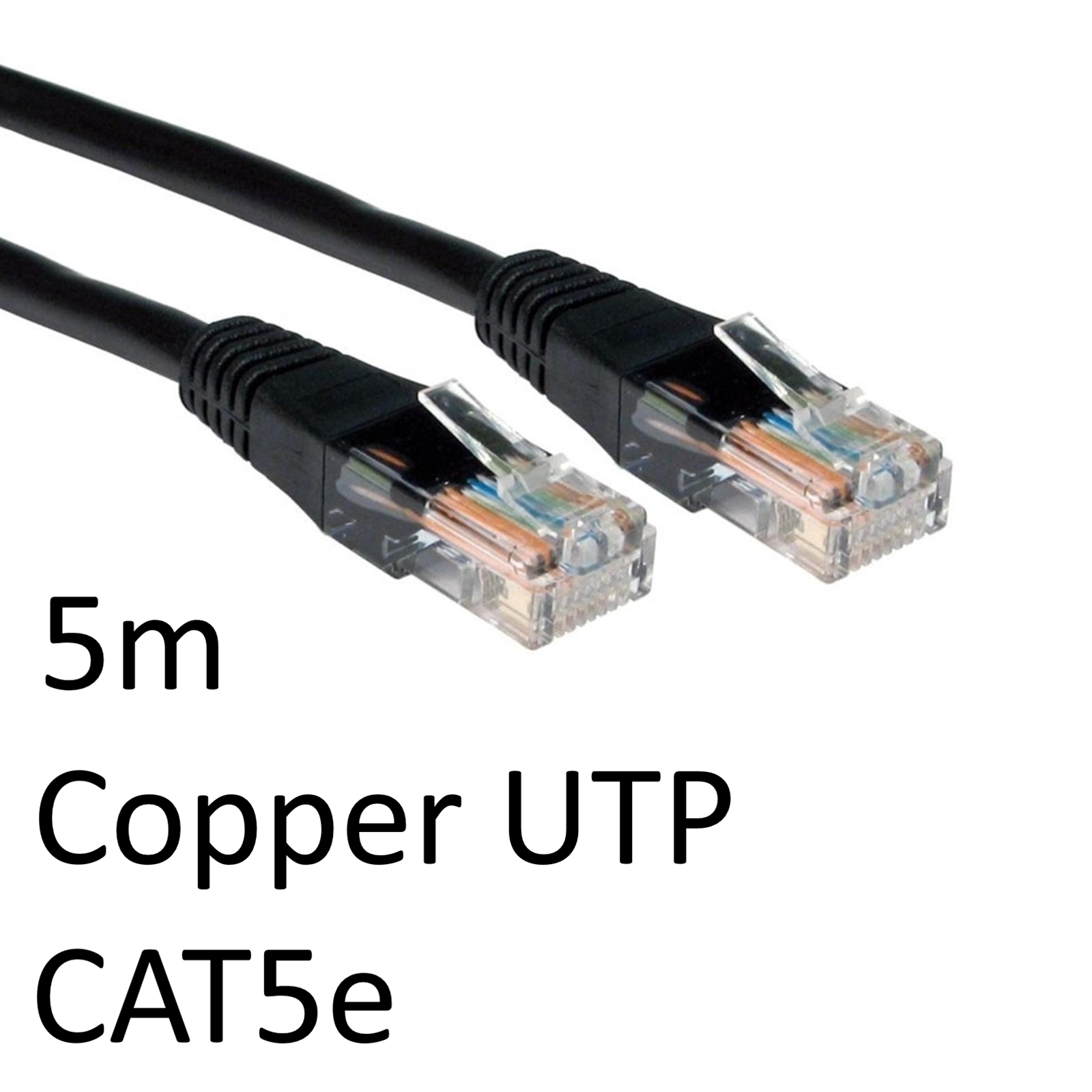 RJ45 (M) to RJ45 (M) CAT5e 5m Black OEM Moulded Boot Copper UTP Network Cable