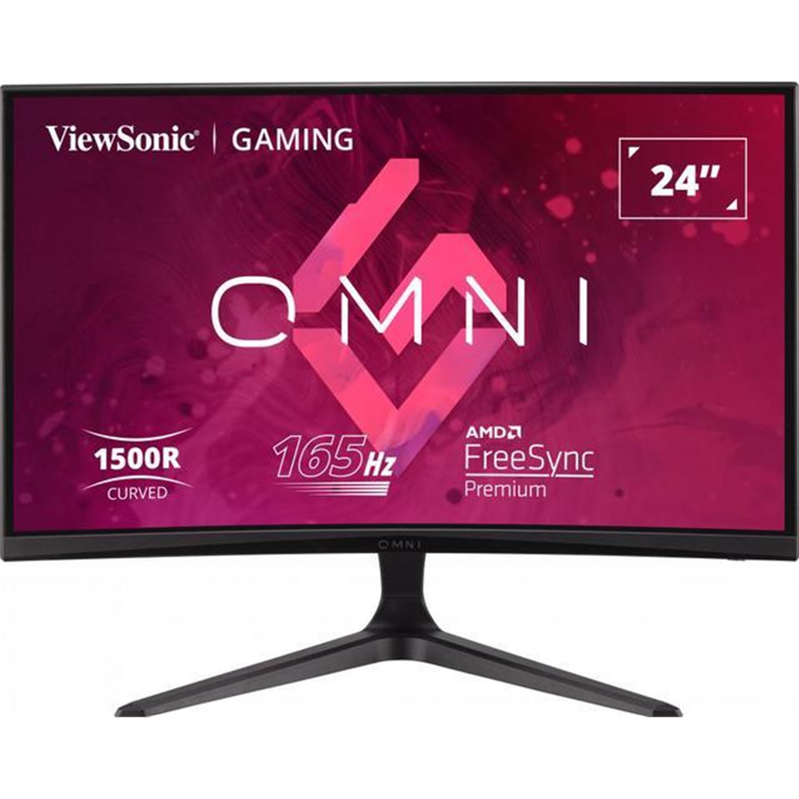 ViewSonic Omni VX2418C 24 Inch LED Curved Gaming Monitor, 1920x1080 Full HD (1080p), 165Hz, VA, 250 cd/m, 3000:1, Freesync, 1 ms,  2xHDMI, DisplayPort, Speakers