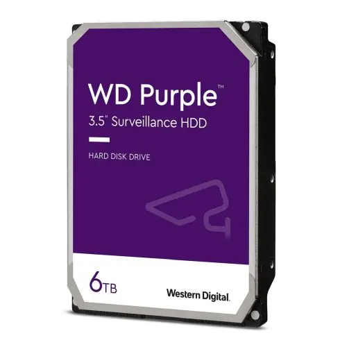 WD 3.5", 6TB, SATA3, Purple Surveillance Hard Drive, 5400RPM, 256MB Cache, OEM