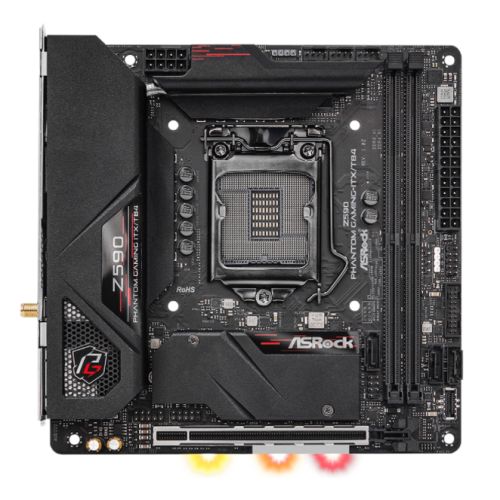 Asrock Z590 PHANTOM GAMING-ITX/TB4, Intel Z590, 1200, Mini ITX, 2 DDR4, HDMI, DP, Thunderbolt 4, AX Wi-Fi, 2.5G LAN, RGB, 2x M.2