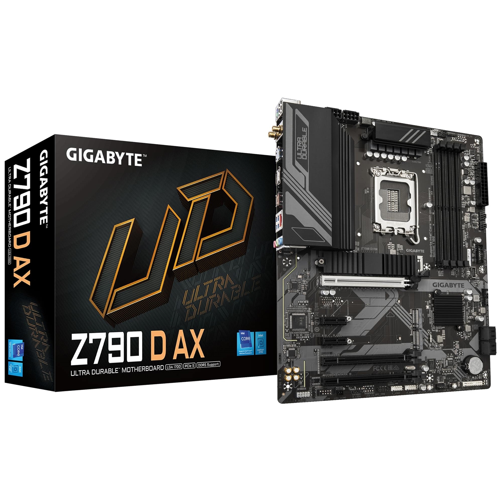 Gigabyte Z790 D AX Ultra Durable Intel 1700 Socket Motherboard, ATX, 4x DDR5 Slots, 3x M.2 Sockets, 1x USB-C Port, Wi-Fi 6E, 1x Display Port 1.2 / 1x HDMI Port